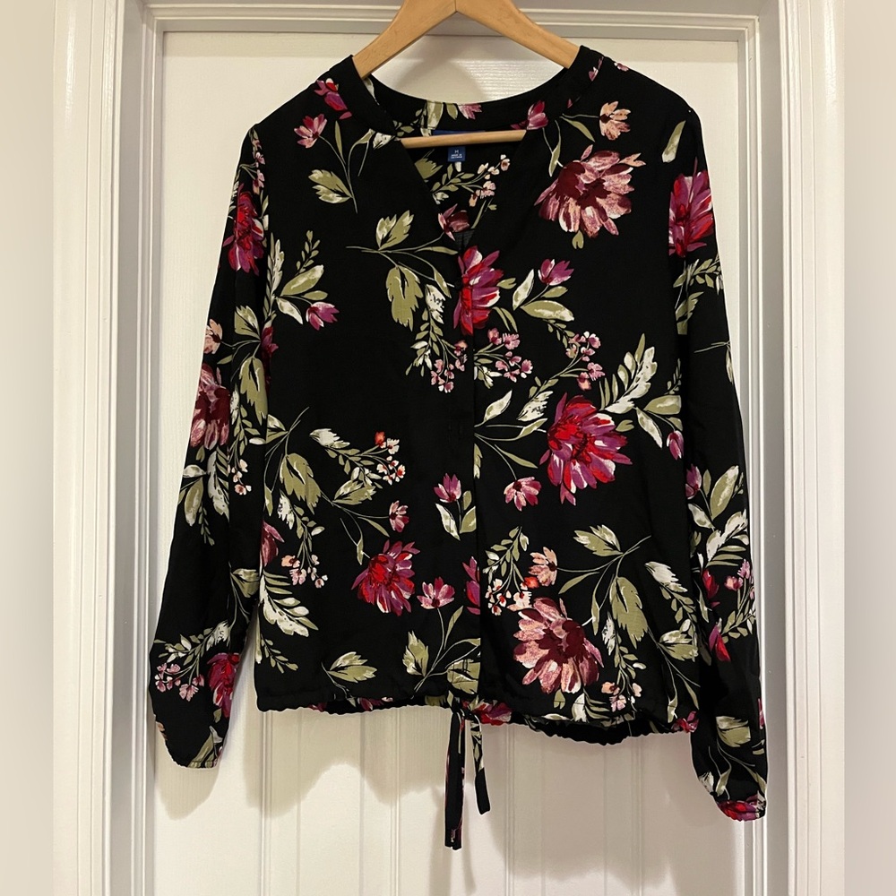Apt. 9 Women’s Floral Tie-Waist Button Down Blouse – Size M